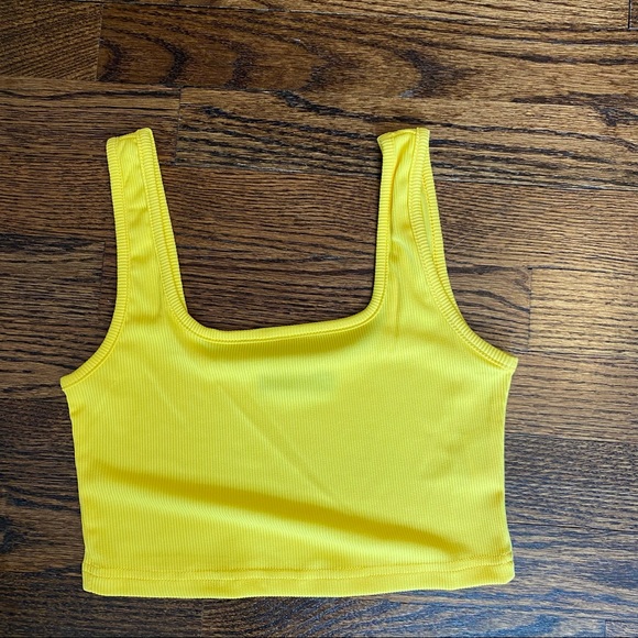 Shein Yellow Ribbed Tank Top - Picture 2 of 4
